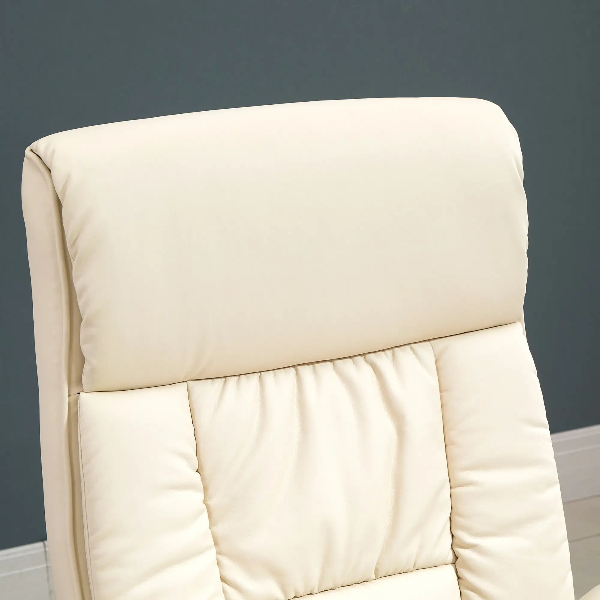 Relaxing Armchair Reclining up to 135° with Swivel Seat and Pouf Footrest, 78x84x110cm, Cream