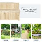 Outdoor Storage Bench in Natural Fir Wood with Backrest for Garden and Terrace, 115x45x75cm