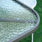 Garden Table with Umbrella Hole, Outdoor Furniture in Metal and Glass 140x80x70cm Grey - Borge' Group Limited