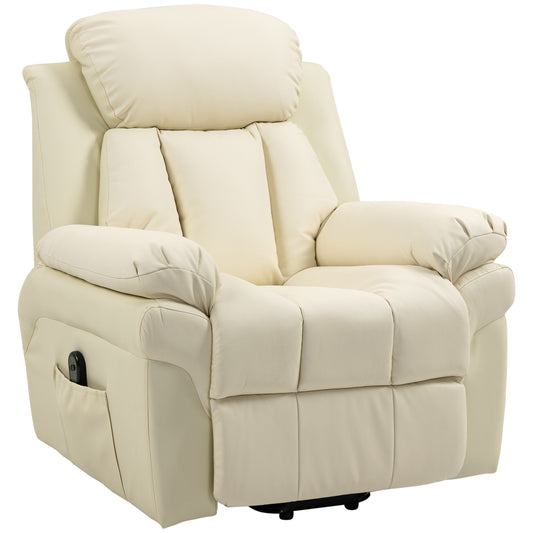 HOMCOM Electric Lifter Relax Armchair with Thick Padding and Remote Control, 96x93x105cm, Cream - Borgè