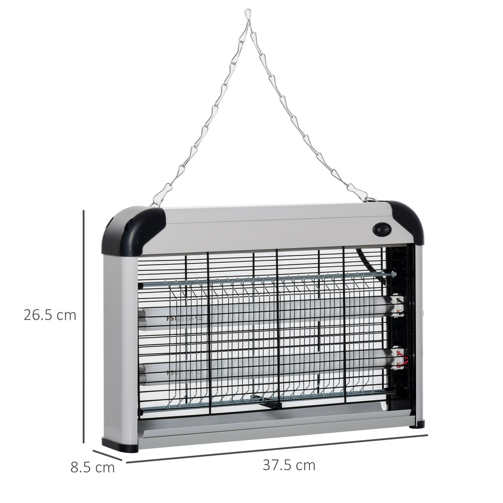 Outdoor and Indoor Electric Insect Killer with UV Mosquito Lamp for 60m², 20W Electric Mosquito Killer, Grey and White