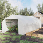 Vegetable Greenhouse 6x3x2m with 8 Windows and Roller Door, in Steel and PP, Green - Borgè