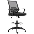 Adjustable Mesh Office Chair with Armrests and Footrest Ring, 64x59x104-124 cm, Black