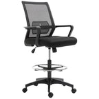 Adjustable Mesh Office Chair with Armrests and Footrest Ring, 64x59x104-124 cm, Black