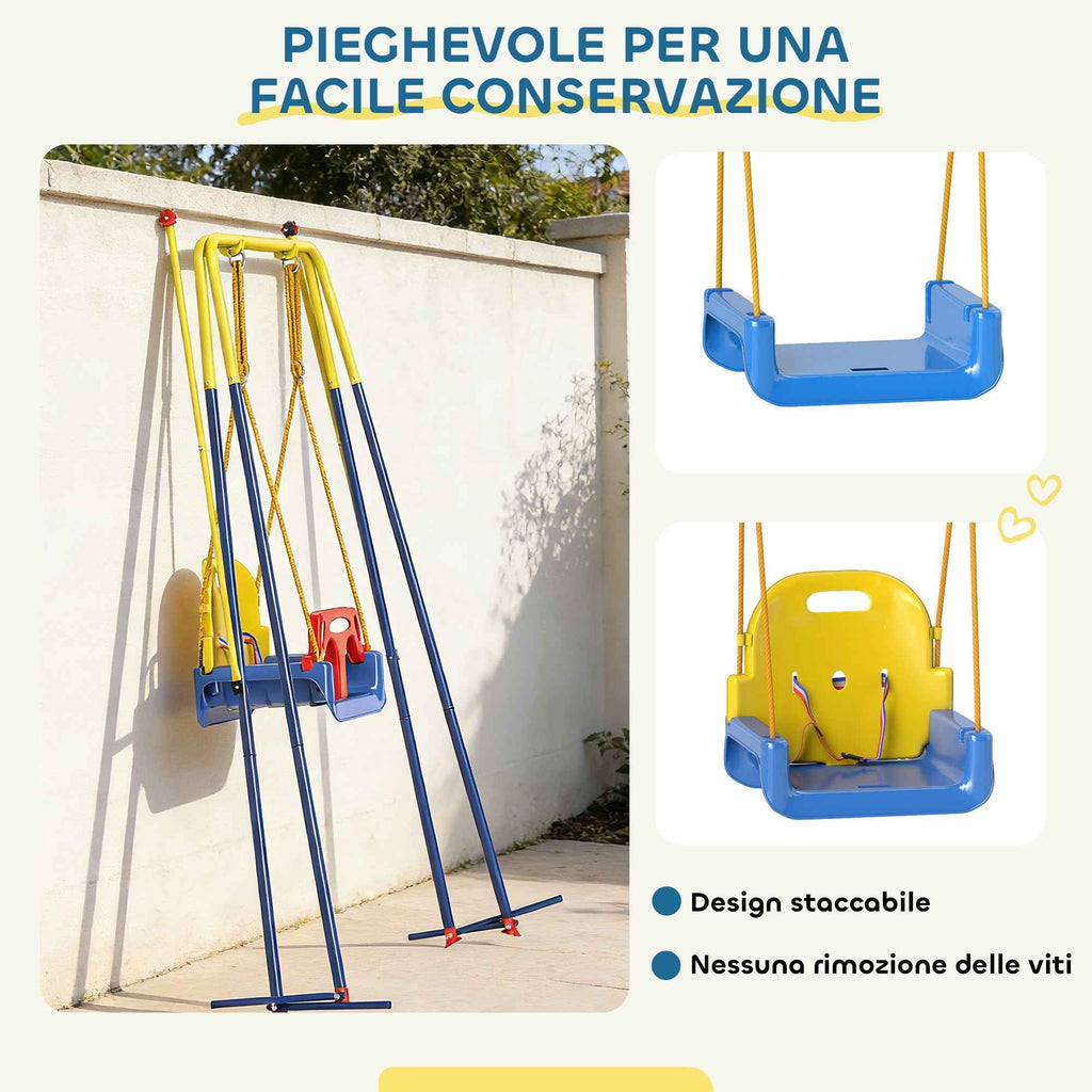 AIYAPLAY Adjustable Children's Garden Swing with Backrest and Barrier, Made of Steel and PP, 128x155x157 cm, Blue