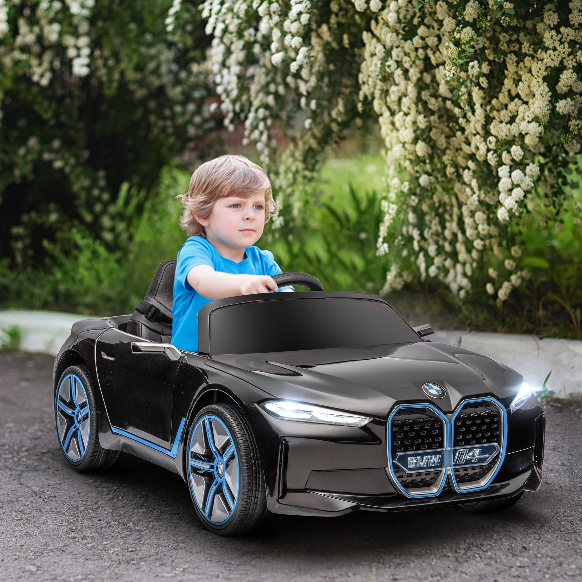 BMW - Electric Car for Children 3-6 Years with BMW License with Remote Control, Box and Headlights, 115x67x45 cm, Black - Borgè