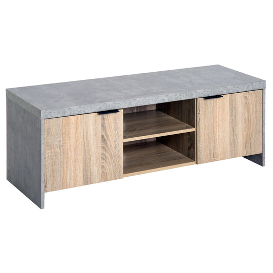 Modern wooden TV cabinet with living room cabinets with cable management, 120x40x44cm - Wood/Grey