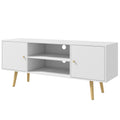 HOMCOM TV Cabinet 55" max with 2 Cabinets and 2 Open Shelves, in Wood and Chipboard, 120x34x50 cm, White - Borgè