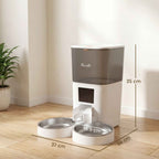 PawHut 6L Automatic Cat Food Dispenser, WiFi 2.4G, App Control with Timer, 1-10 Meals per Day, 10s Recorder, 2 Stainless Steel Bowls