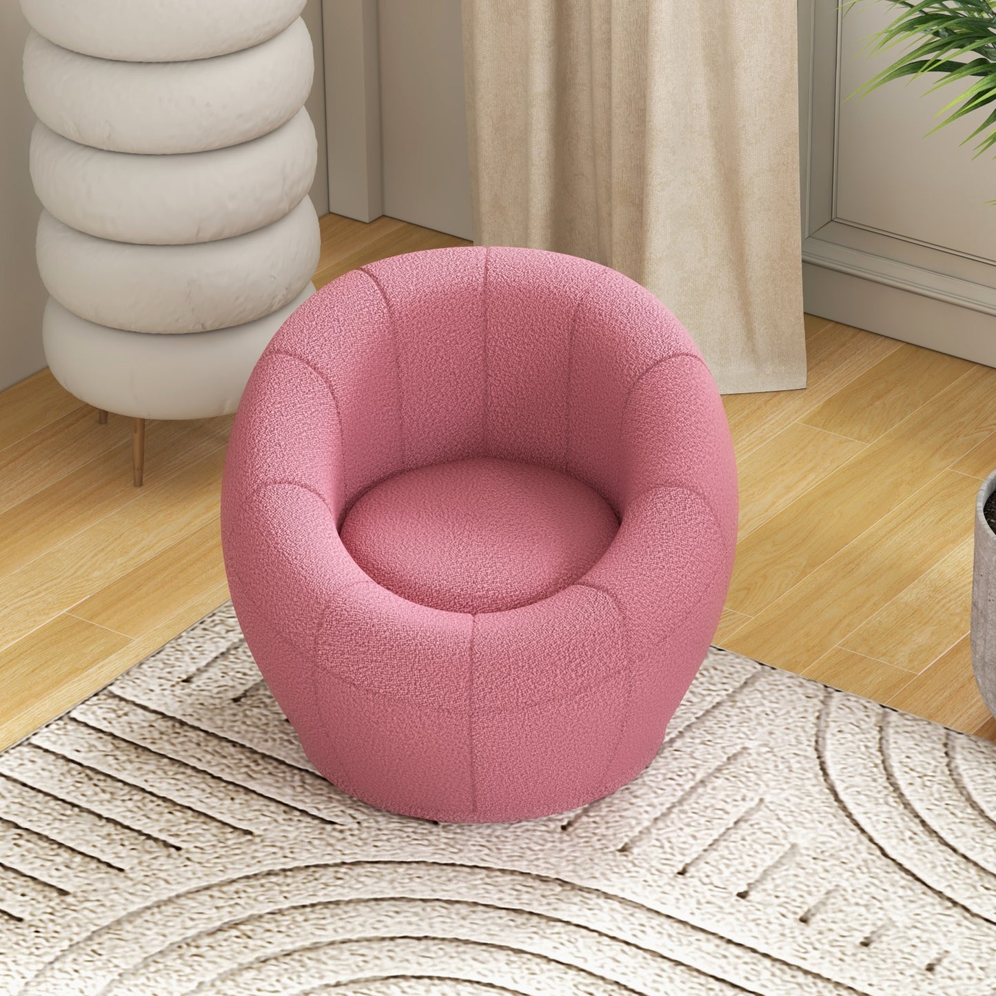 HOMCOM Mini Modern Plush Armchair with Thick Padding, 60x56x48cm, Pink - Borgè