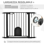 Adjustable Dog Gate with Small Door and Automatic Closure, 75-103x76cm, Black