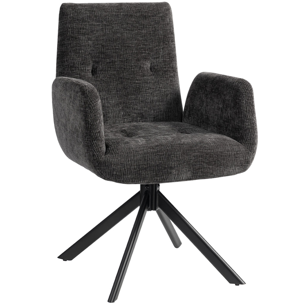 HOMCOM Swivel Bedroom Chair in Linen-Effect Fabric or Angled Steel Legs, Black