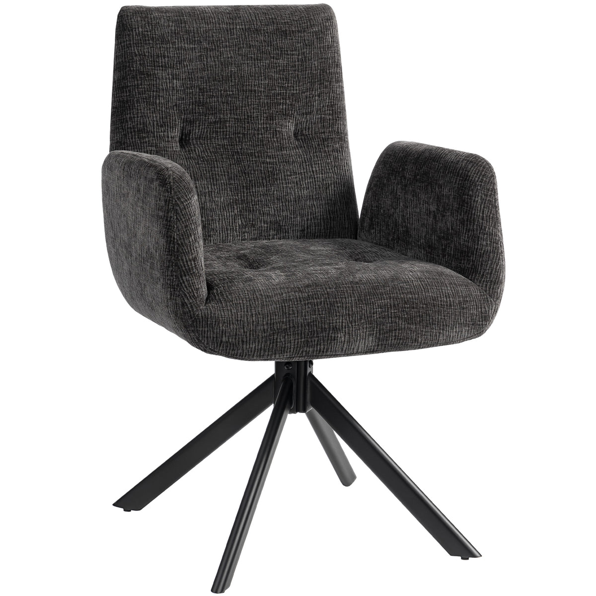 HOMCOM Swivel Bedroom Chair in Linen-Effect Fabric or Angled Steel Legs, Black