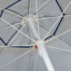 Tilting Beach Umbrella with Side Curtains, in Polyester and Steel, Ø191x211 cm, Blue and White