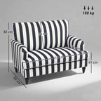 HOMCOM Striped Velvet Wide Seat Lounge Chair with S-Shaped Springs, 115x82x82 cm, Black and White