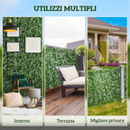 Outsunny PE Ivy Leaf Faux Hedge Roll for Balcony and Garden, 300x100 cm, Dark Green