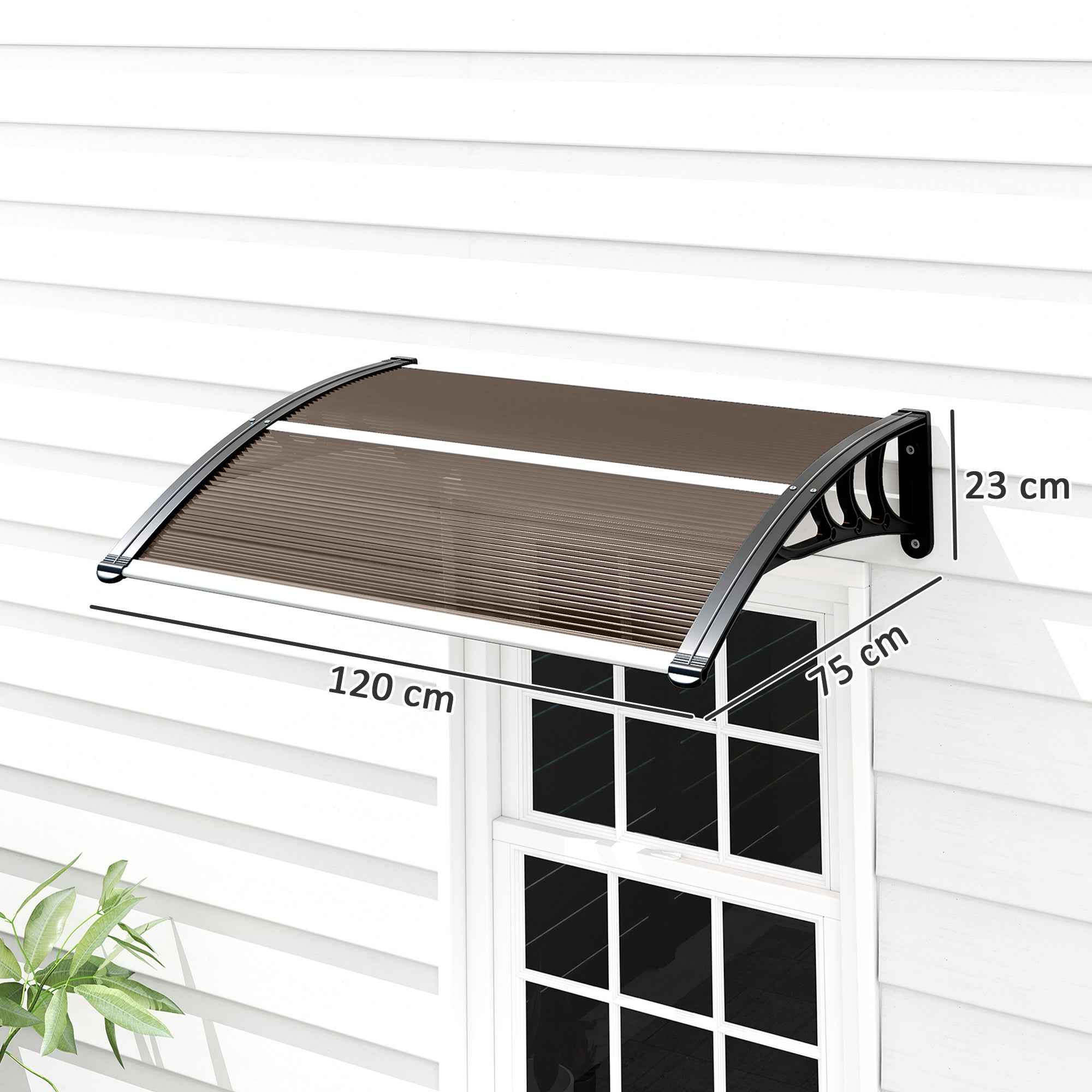 Outsunny Waterproof and Anti-UV Outdoor Canopy, in PC, PP and Aluminum, 75x120x23 cm, Brown and Black