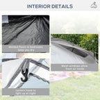 Outsunny camping tent 4-6 people with 2 rooms waterproof with canopy, 590x245x193cm, gray - Borgè