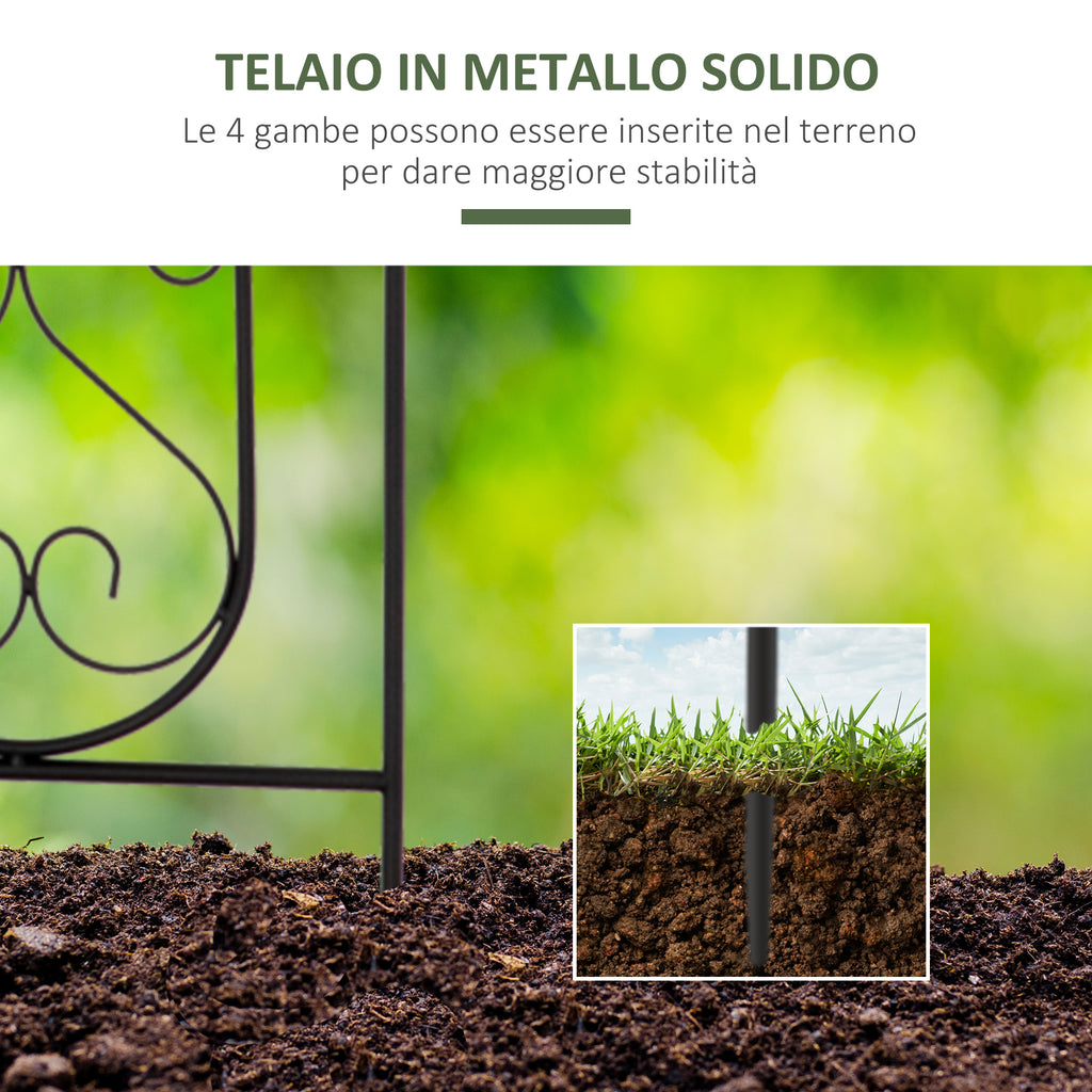 Folding Vertical Plant Stand with 5 Outdoor Metal Pots, 82x12.5x150cm, Black