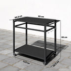 Outsunny Barbecue Cart, 2 Shelves, Pizza Stand, Bag Holder and Hooks, Black.