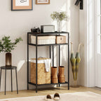 HOMCOM Console Table with 3-Tier Open Shelves, Steel, 55x30x85 cm, Black