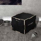 3-Height Plyometric Jump Box in Non-Slip Wood, 76-61-51cm, Black