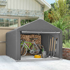 Outsunny 2x2.4m Waterproof Garden Shed with Roll-Up Door and Metal Frame, Light Grey