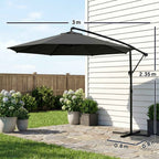Outsunny Adjustable Cantilever Garden Umbrella, 3x3m, Black