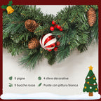 60cm Christmas Wreath with 146 Snow-Covered Branches, Pine Cones, Berries and Baubles, Green