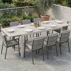 Outsunny Extendable Garden Table for 6-8 People, Aluminum with Slatted Top, White