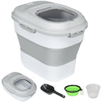 Dog Food Container, 5-25L Capacity, Airtight Seal and Dehumidifying Box, in PP and TPE, 44x32x37 cm, Grey