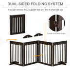 PAWHUT Dog gate small folding size, pine wood, 204x30x61 cm, brown - Borgè