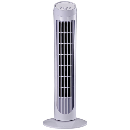 45W 3-Speed ??Oscillating Tower Fan, ABS Plastic Column Fan, 27x27x75cm, White - Borgè