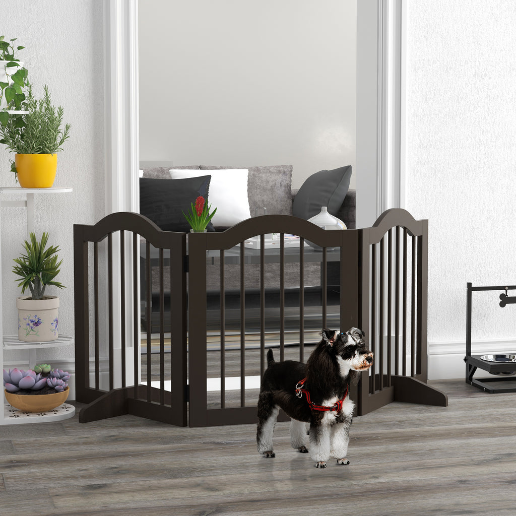 3-Section Folding Wooden Dog Gate, 154.5x29.5x61cm, Coffee