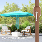 Garden Umbrella 2x3 m with Crank Opening, Tilting and Anti UV 50+, Turquoise