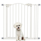 Extendable Dog Gate with 2 Locks and Self-Locking, Metal and Plastic, 74-87x78 cm, White