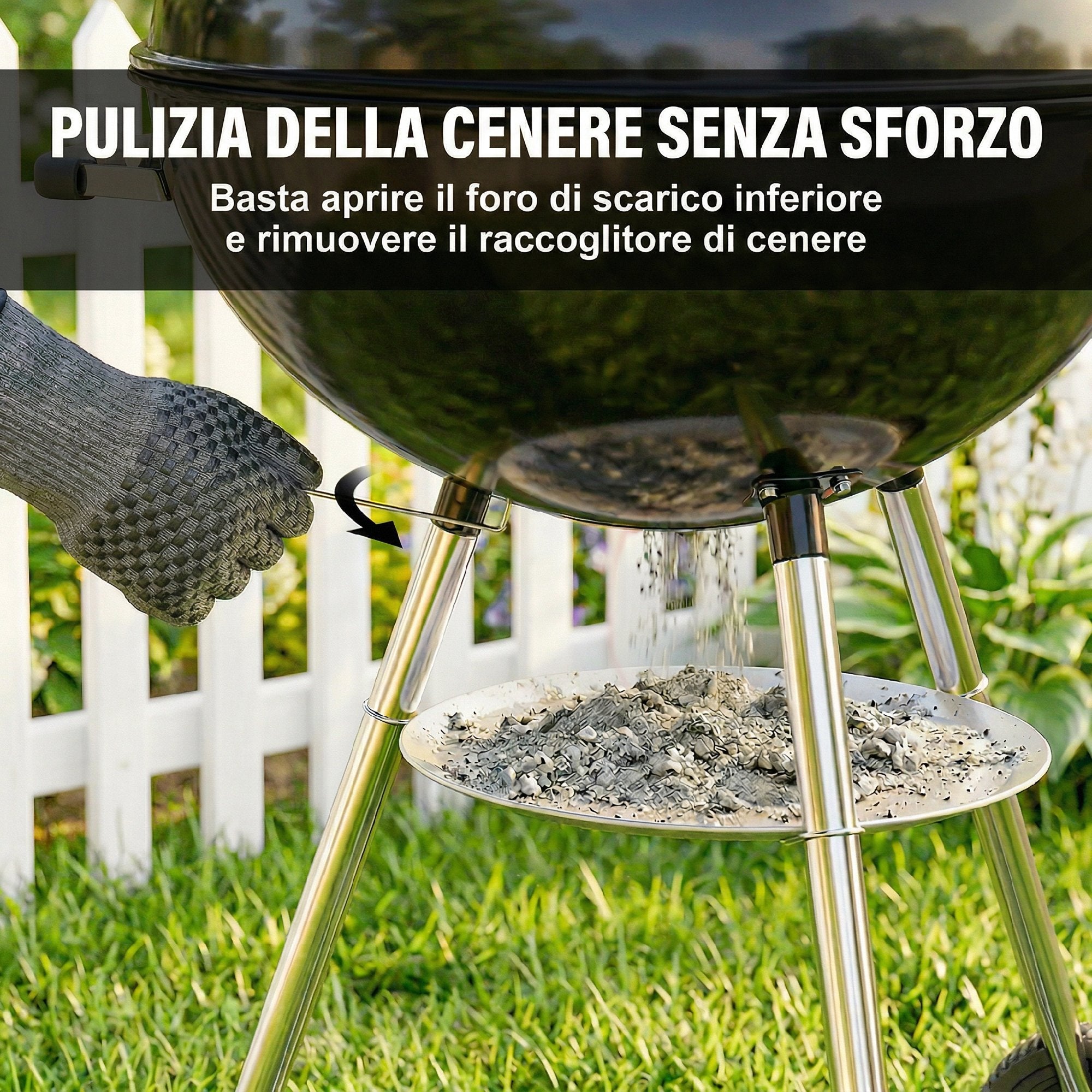 Outsunny Charcoal Barbecue with Round Outdoor Grill, Lid, Thermometer and Wheels, Black