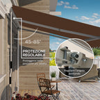 4x2.5m Hand Cranked Metal and Aluminum Outdoor Awning, Rust Red