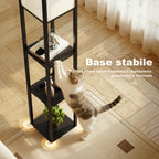 HOMCOM Floor Lamp with Shelves, Dimmable Light, Foot Switch and USB Ports, Black