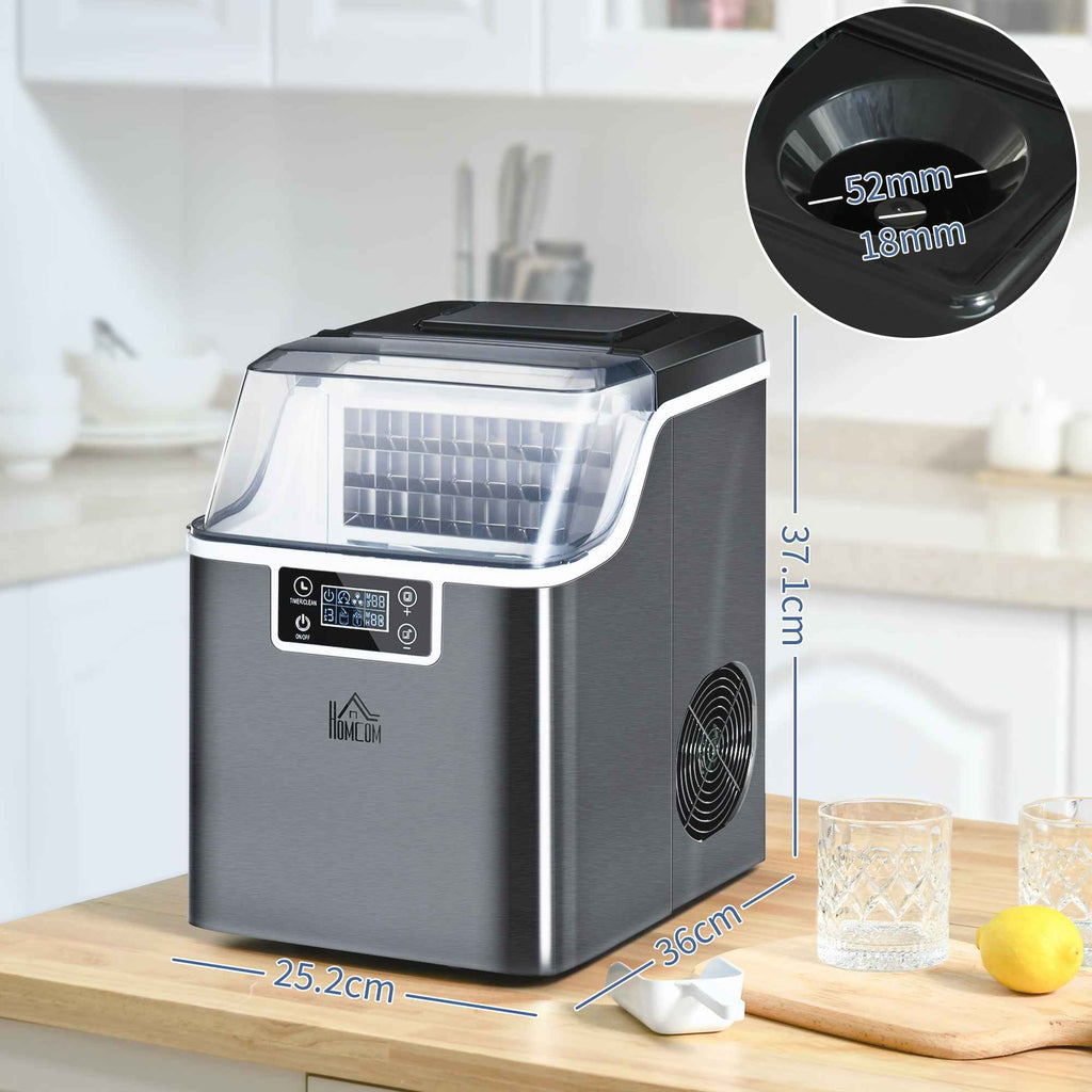 Ice Maker, 20kg in 24 Hours, 24 Cubes in 14-18 Minutes, Self-Cleaning System, Black