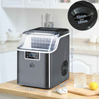 Ice Maker, 20kg in 24 Hours, 24 Cubes in 14-18 Minutes, Self-Cleaning System, Black