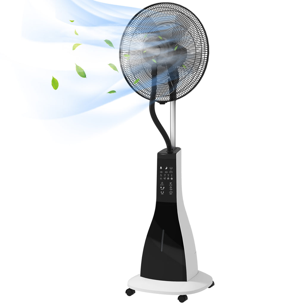 HOMCOM Nebulizer Fan with 3L Tank, 3 Modes and 3 Speeds, 44.5x38.5x120 cm, Black and White - Borgè