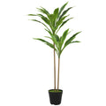 HOMCOM Artificial Cordylinea Plant with 29 PEVA Leaves, Black Pot Filled with Moss Effect Cement, Green