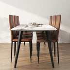 Set of 6 Modern High-Back Dining Chairs in Faux Leather and Steel, 41x50x97 cm, Brown