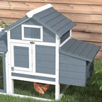 PawHut Wooden Chicken Coop, 151.5x54x87cm, Dark Grey