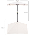 Space-saving Mezzaluna Wall Parasol with Crank Opening, Cream - Borgè