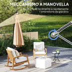 Outsunny 3m Off-Center Umbrella with Air Vents, Cross Base and Crank Handle, in Metal and Polyester, Khaki