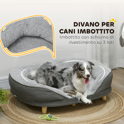 Dog Sofa Bed with Padding, Bed for Large and Medium Dogs up to 25kg, 90x78x25cm, Grey