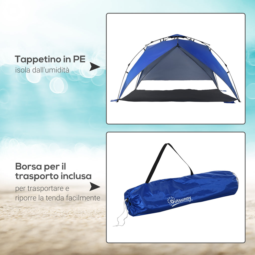 Pop Up Beach Tent for 4-6 People with UV Protection, Carry Bag, 247x247x145cm, Blue