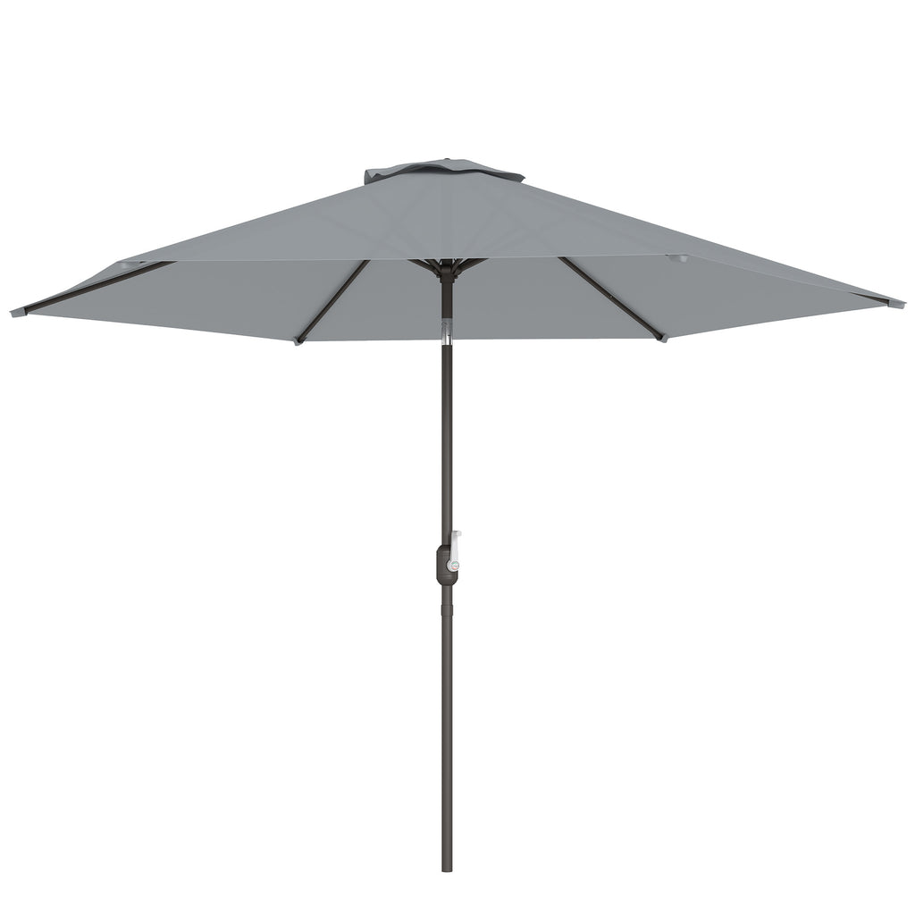 Outsunny 3x3 m Tilting Garden Umbrella with Crank Opening, Metal and Polyester, Grey
